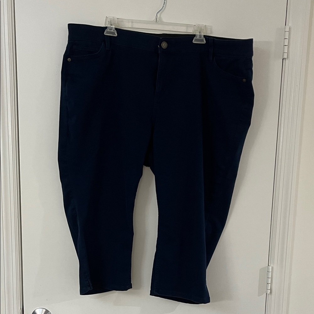 Sara Navy Blue Mid-Rise Cropped Pants